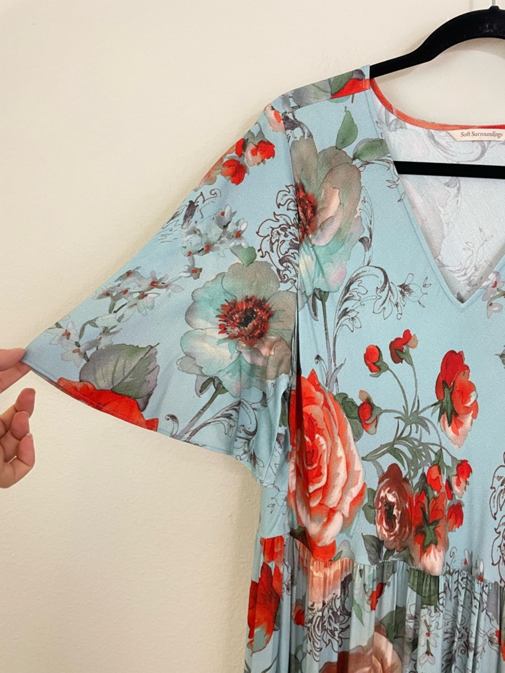 Soft Surroundings Blue Floral Tiered First Blooms Maxi Dress Size Large - Picture 5 of 14